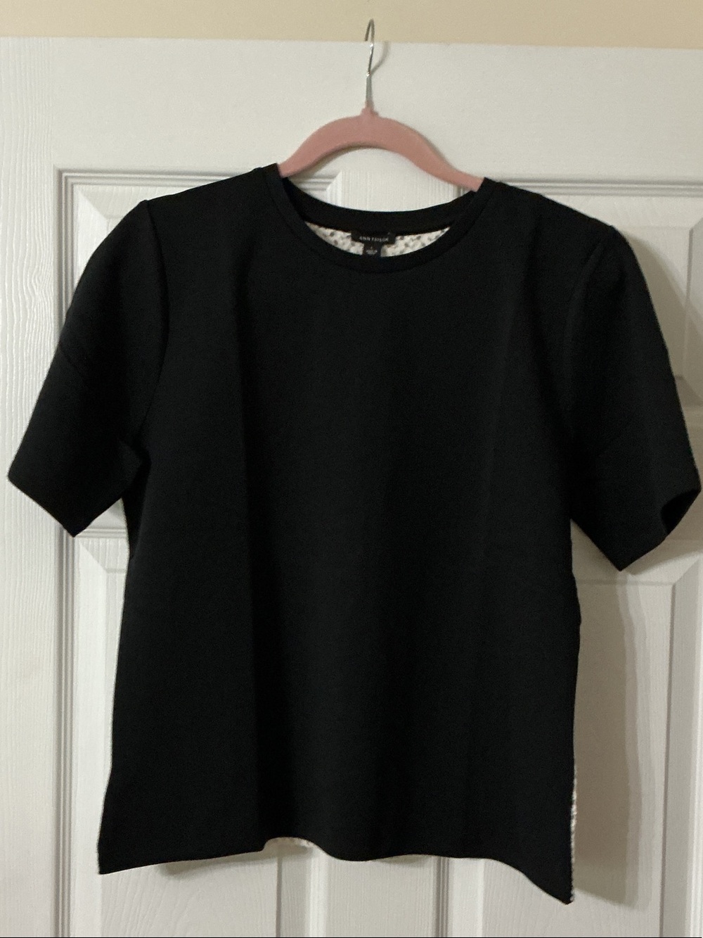 Ann Taylor Black Lace Back Ponte Top